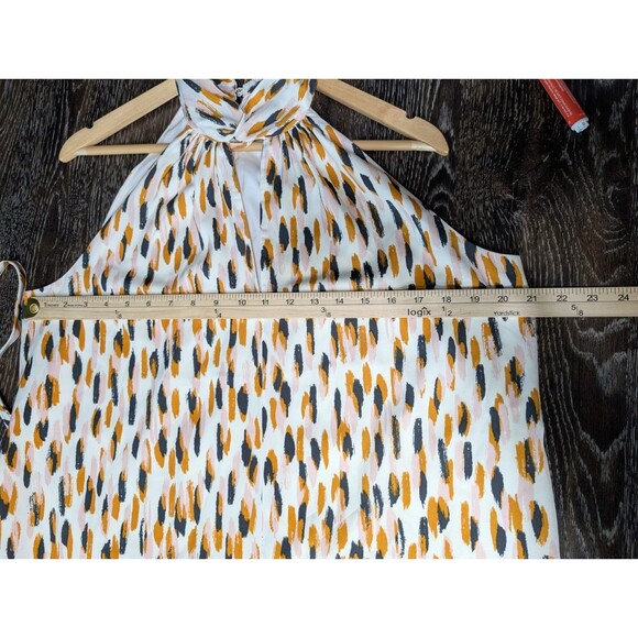 Banana Republic Printed Twist Neck Satin Midi Dress Medium - Picture 8 of 10